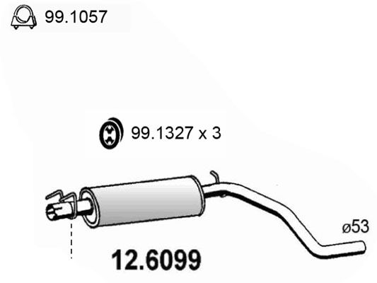 Obrázok Stredný tlmič výfuku ASSO  126099