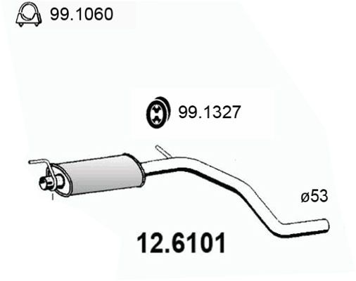 Obrázok Stredný tlmič výfuku ASSO  126101