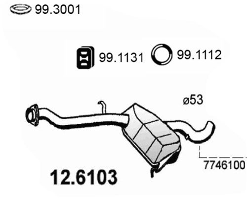 Obrázok Stredný tlmič výfuku ASSO  126103