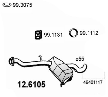 Obrázok Stredný tlmič výfuku ASSO  126105