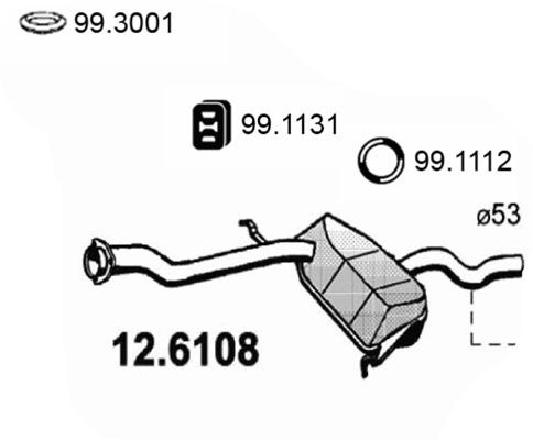 Obrázok Stredný tlmič výfuku ASSO  126108