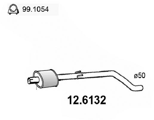 Obrázok Stredný tlmič výfuku ASSO  126132