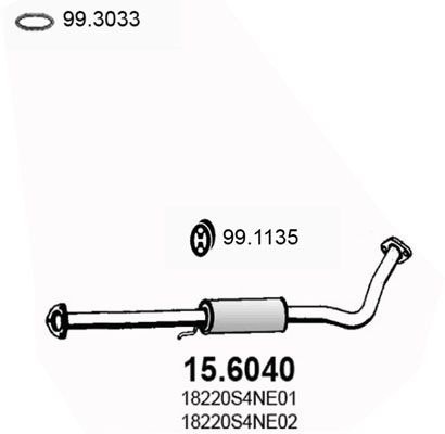 Obrázok Stredný tlmič výfuku ASSO  156040