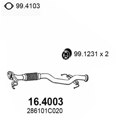 Obrázok Výfukové potrubie ASSO  164003