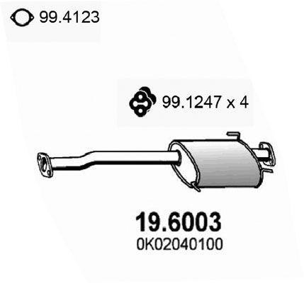 Obrázok Stredný tlmič výfuku ASSO  196003