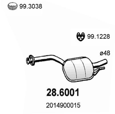 Obrázok Stredný tlmič výfuku ASSO  286001
