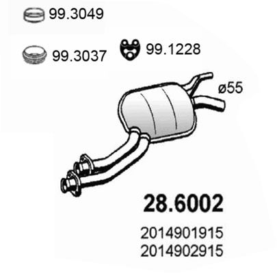 Obrázok Stredný tlmič výfuku ASSO  286002