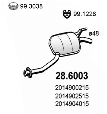 Obrázok Stredný tlmič výfuku ASSO  286003