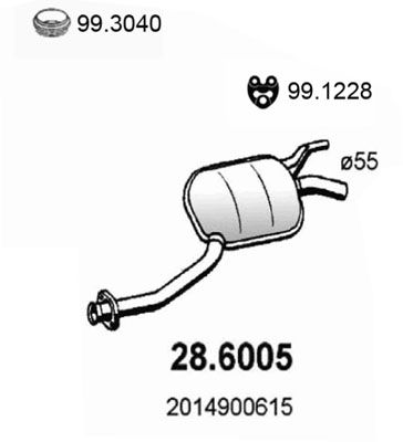 Obrázok Stredný tlmič výfuku ASSO  286005