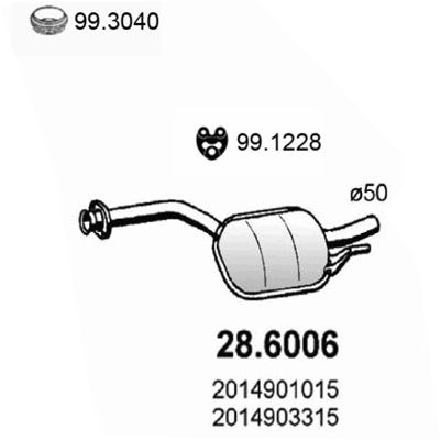 Obrázok Stredný tlmič výfuku ASSO  286006