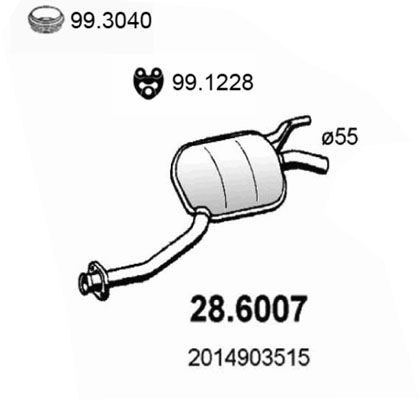 Obrázok Stredný tlmič výfuku ASSO  286007