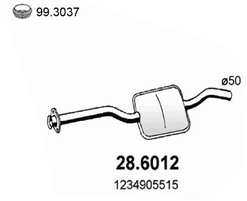 Obrázok Stredný tlmič výfuku ASSO  286012