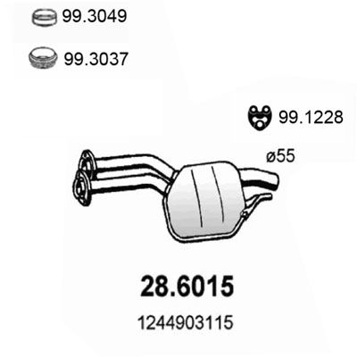 Obrázok Stredný tlmič výfuku ASSO  286015