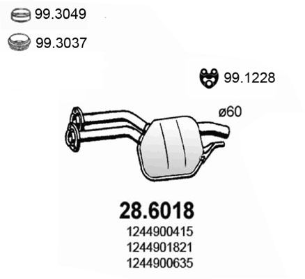 Obrázok Stredný tlmič výfuku ASSO  286018