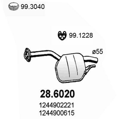 Obrázok Stredný tlmič výfuku ASSO  286020