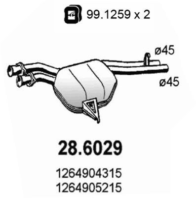 Obrázok Stredný tlmič výfuku ASSO  286029