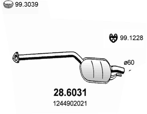 Obrázok Stredný tlmič výfuku ASSO  286031