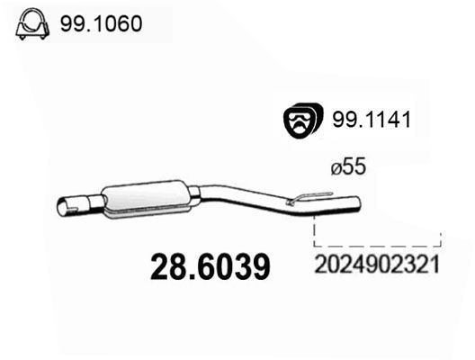 Obrázok Stredný tlmič výfuku ASSO  286039