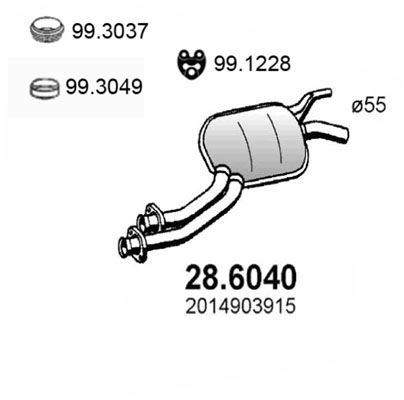 Obrázok Stredný tlmič výfuku ASSO  286040