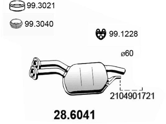 Obrázok Stredný tlmič výfuku ASSO  286041
