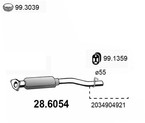 Obrázok Stredný tlmič výfuku ASSO  286054