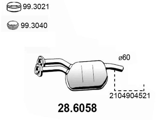 Obrázok Stredný tlmič výfuku ASSO  286058
