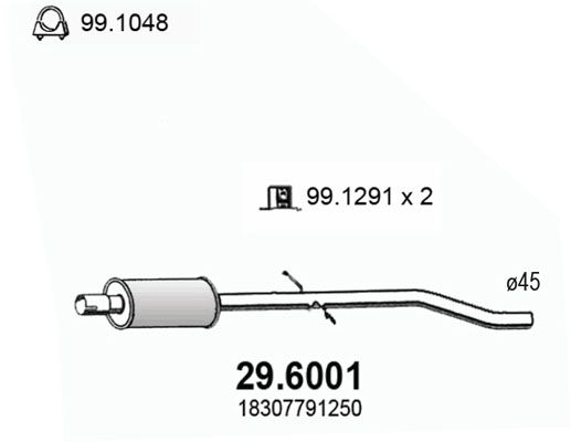 Obrázok Stredný tlmič výfuku ASSO  296001