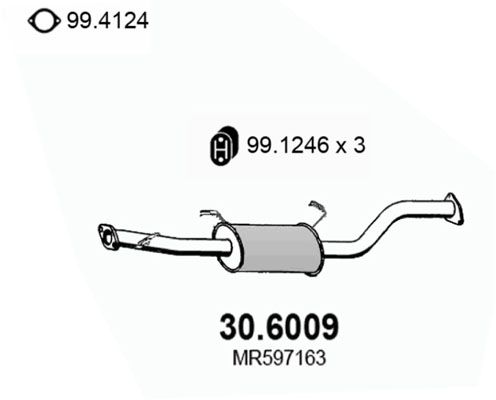 Obrázok Stredný tlmič výfuku ASSO  306009