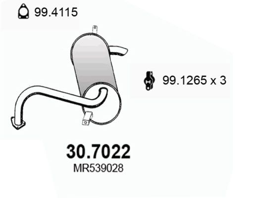 Obrázok Koncový tlmič výfuku ASSO  307022