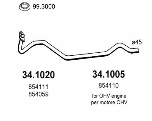 Obrázok Výfukové potrubie ASSO  341020