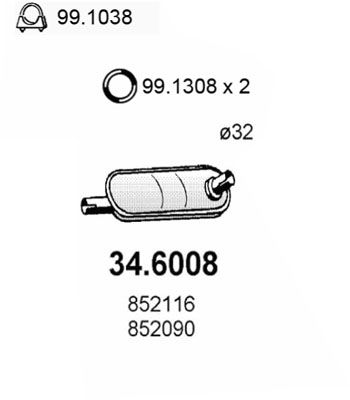 Obrázok Stredný tlmič výfuku ASSO  346008