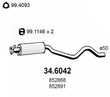 Obrázok Stredný tlmič výfuku ASSO  346042