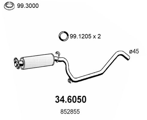 Obrázok Stredný tlmič výfuku ASSO  346050