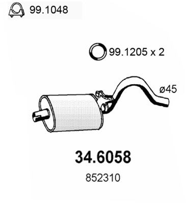 Obrázok Stredný tlmič výfuku ASSO  346058