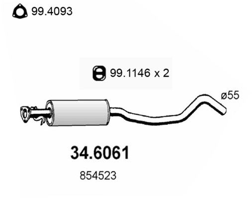 Obrázok Stredný tlmič výfuku ASSO  346061