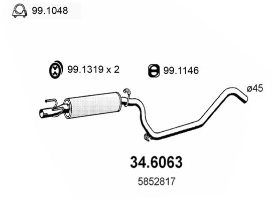 Obrázok Stredný tlmič výfuku ASSO  346063
