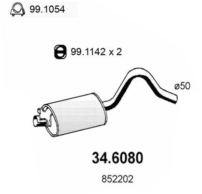Obrázok Stredný tlmič výfuku ASSO  346080