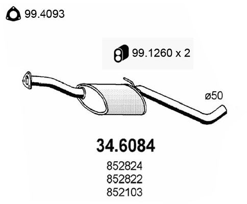 Obrázok Stredný tlmič výfuku ASSO  346084