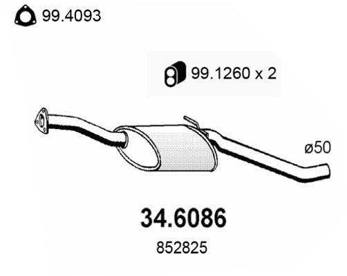 Obrázok Stredný tlmič výfuku ASSO  346086
