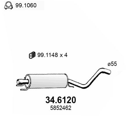 Obrázok Stredný tlmič výfuku ASSO  346120
