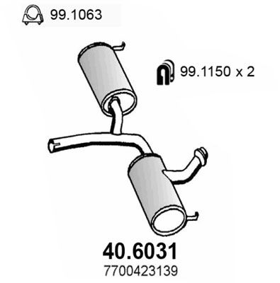Obrázok Stredný tlmič výfuku ASSO  406031