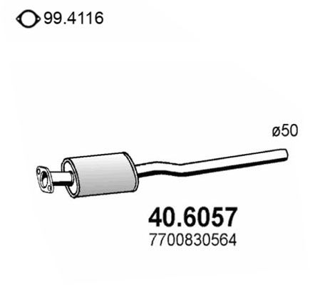 Obrázok Stredný tlmič výfuku ASSO  406057
