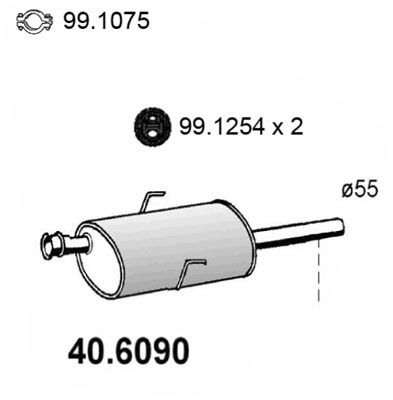 Obrázok Stredný tlmič výfuku ASSO  406090
