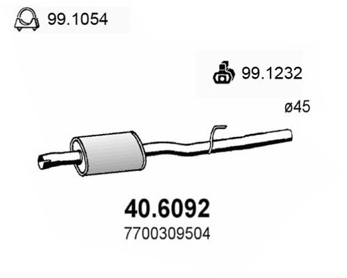 Obrázok Stredný tlmič výfuku ASSO  406092