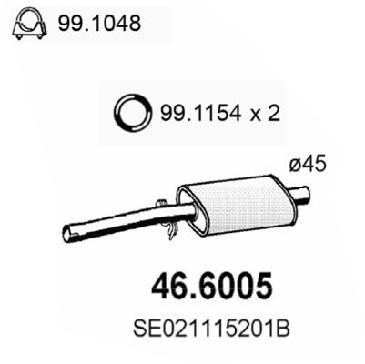 Obrázok Stredný tlmič výfuku ASSO  466005