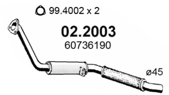 Obrázok Predný tlmič výfuku ASSO  022003