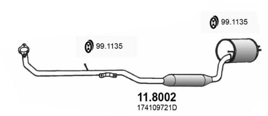 Obrázok Stredný/zadný tlmič výfuku ASSO  118002