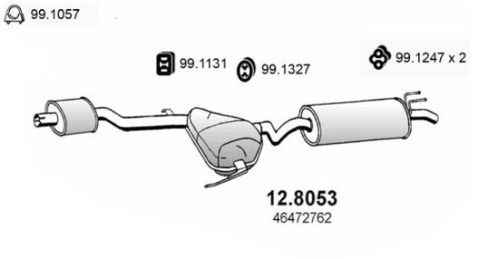 Obrázok Stredný/zadný tlmič výfuku ASSO  128053