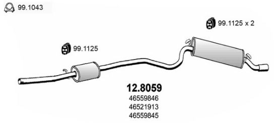 Obrázok Stredný/zadný tlmič výfuku ASSO  128059