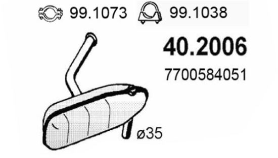 Obrázok Predný tlmič výfuku ASSO  402006